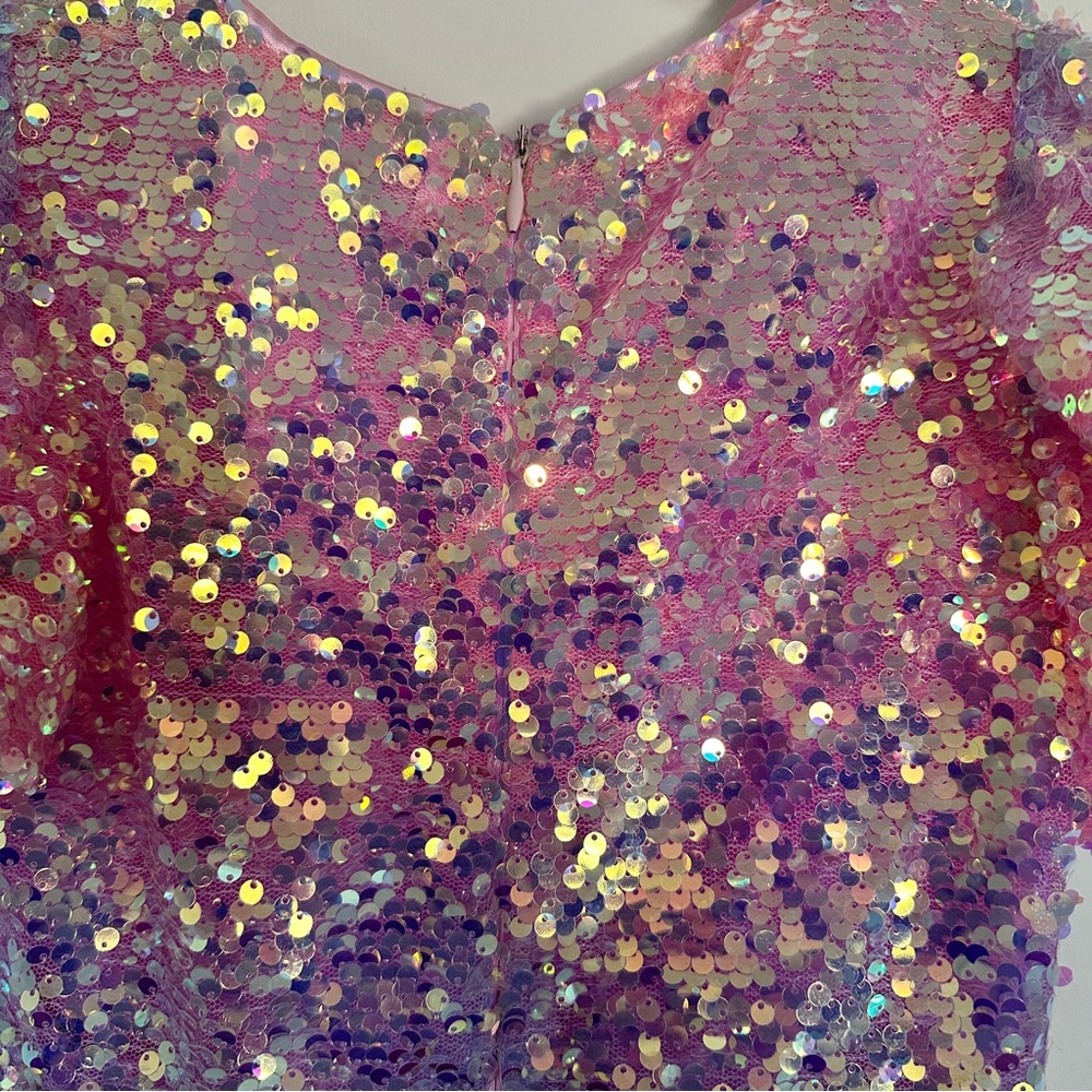 Lola and the Boys Sparkling Rainbow Sequin Ombre Dress 8 - Picture 7 of 9
